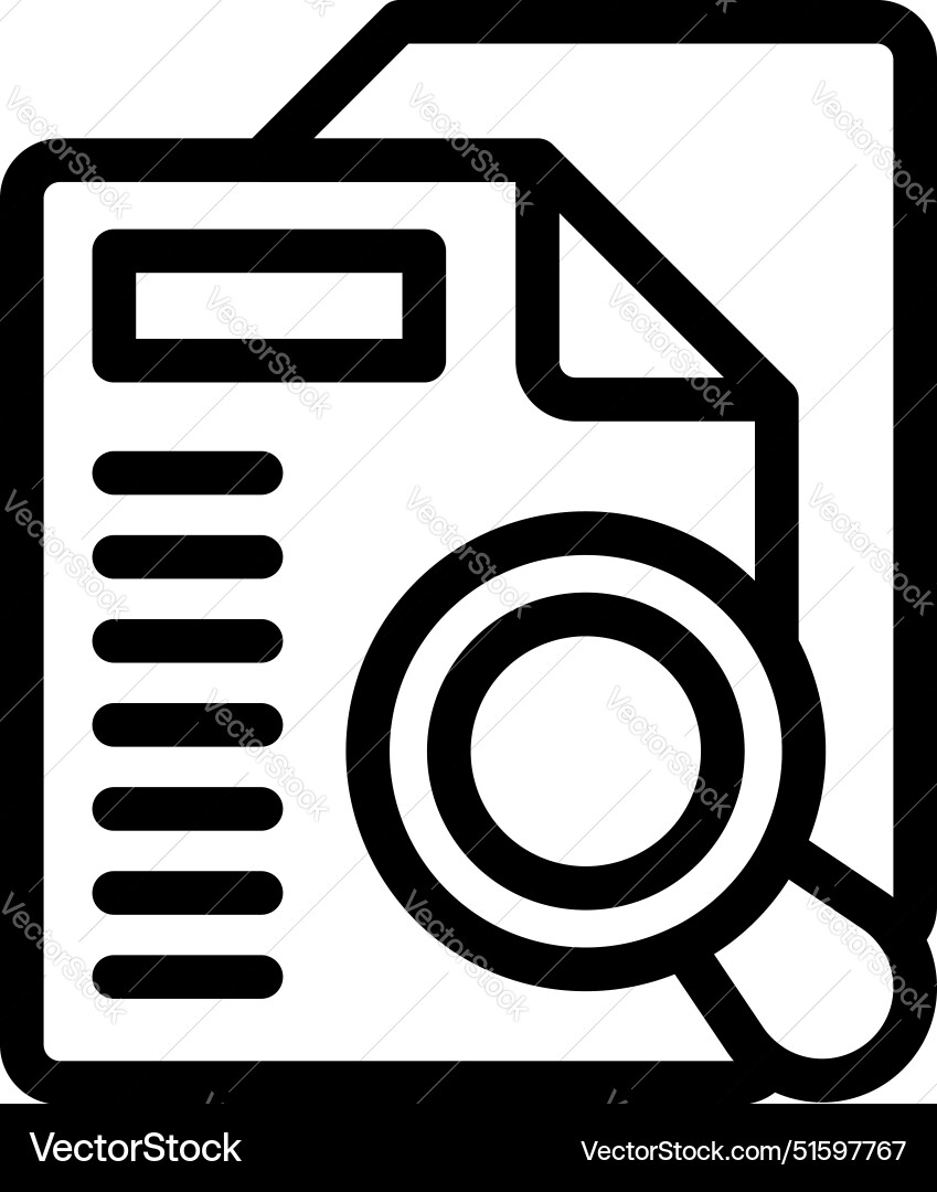 Magnifying glass analyzing document with data Magnifying glass analyzing document with data Vector Image