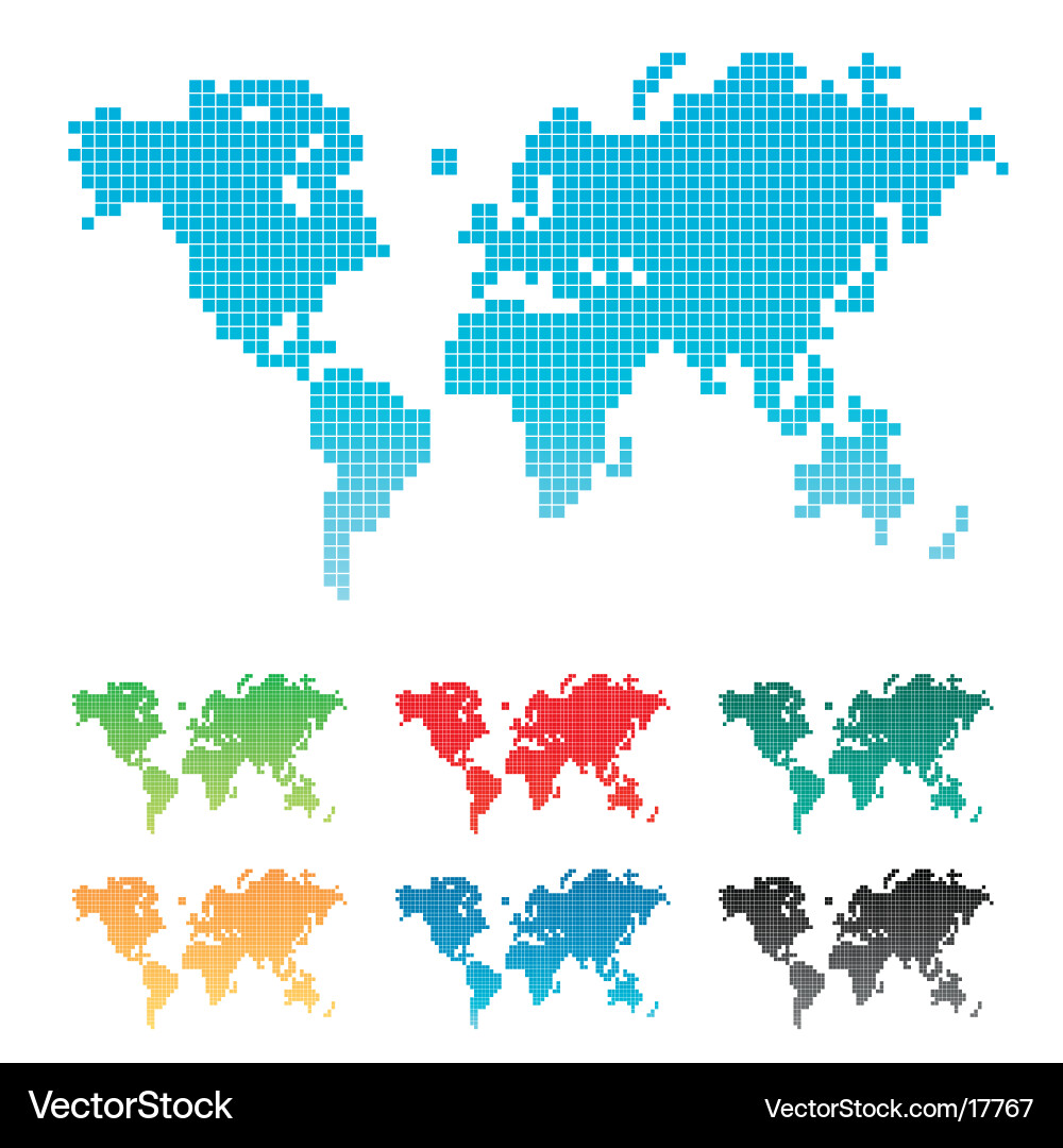Pixel World Map vector image