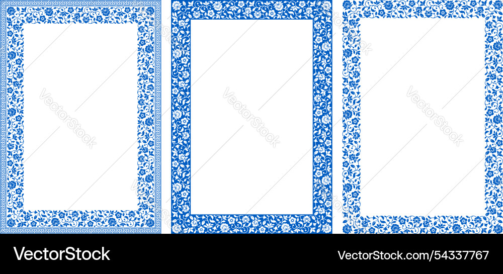 Rectangular frames set with floral pattern Vector Image