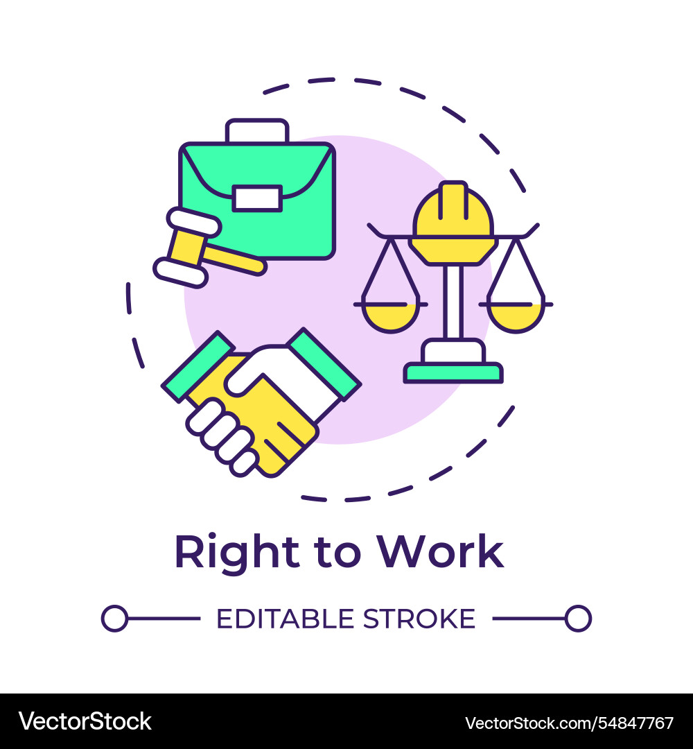 Right to work multi color concept icon Vector Image