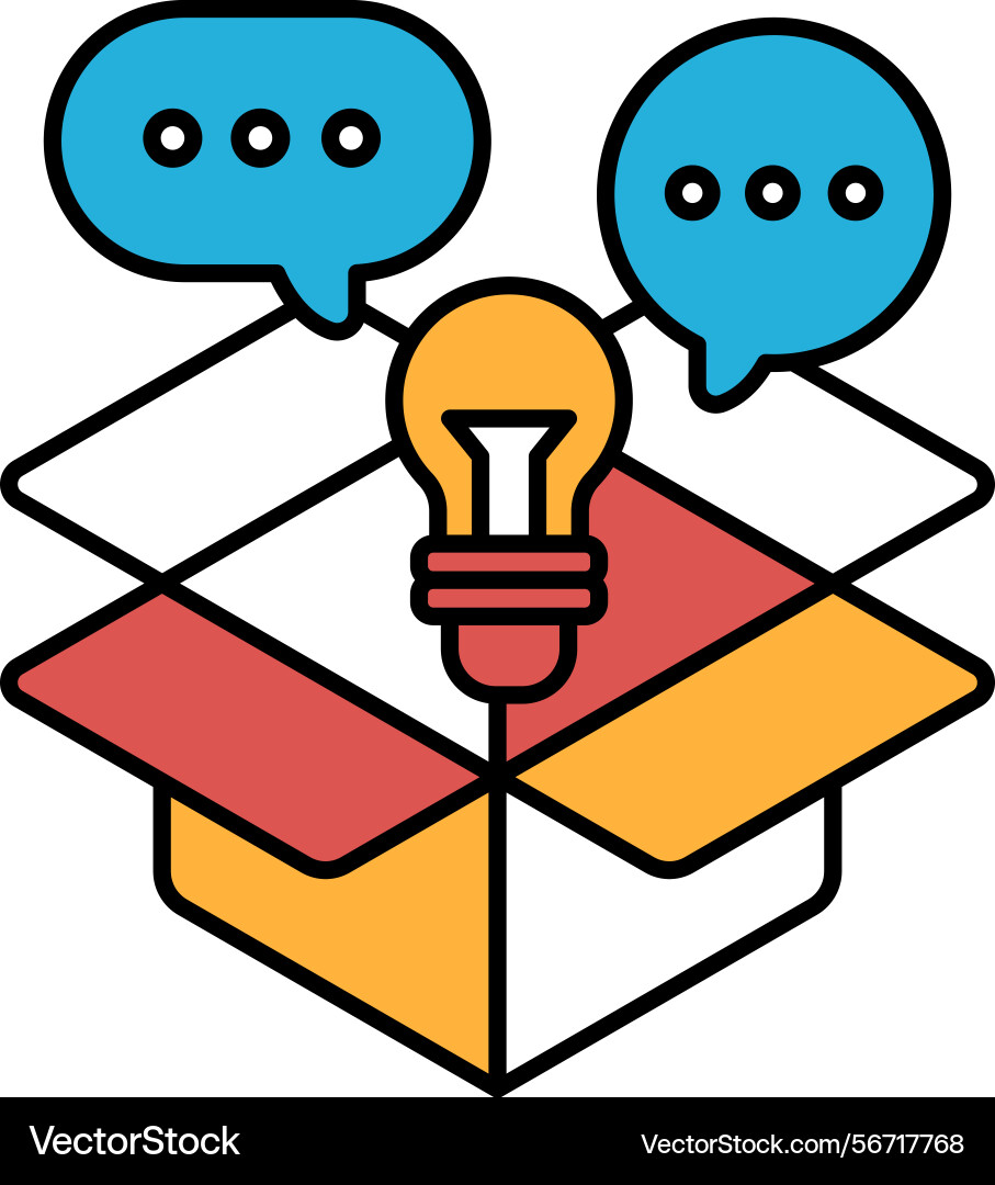 A box with light bulb inside and two speech Vector Image