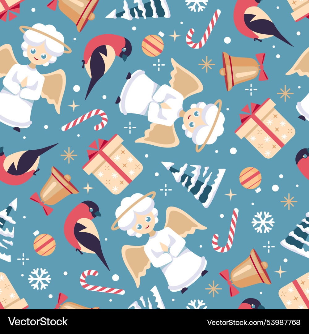 Christmas holiday seamless pattern with angel Christmas holiday seamless pattern with angel vector image