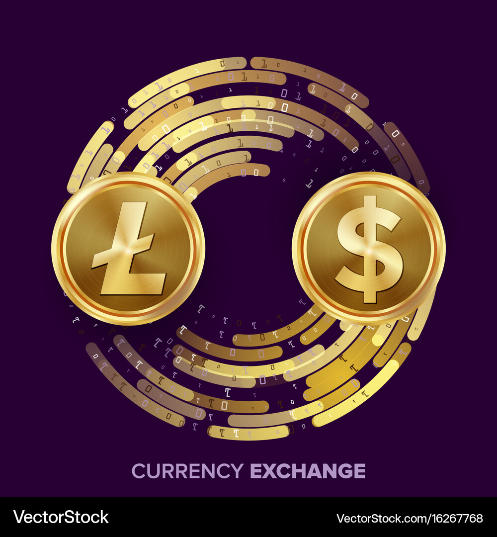 Digital currency money exchange litecoin – Royalty-Free Vector | VectorStock