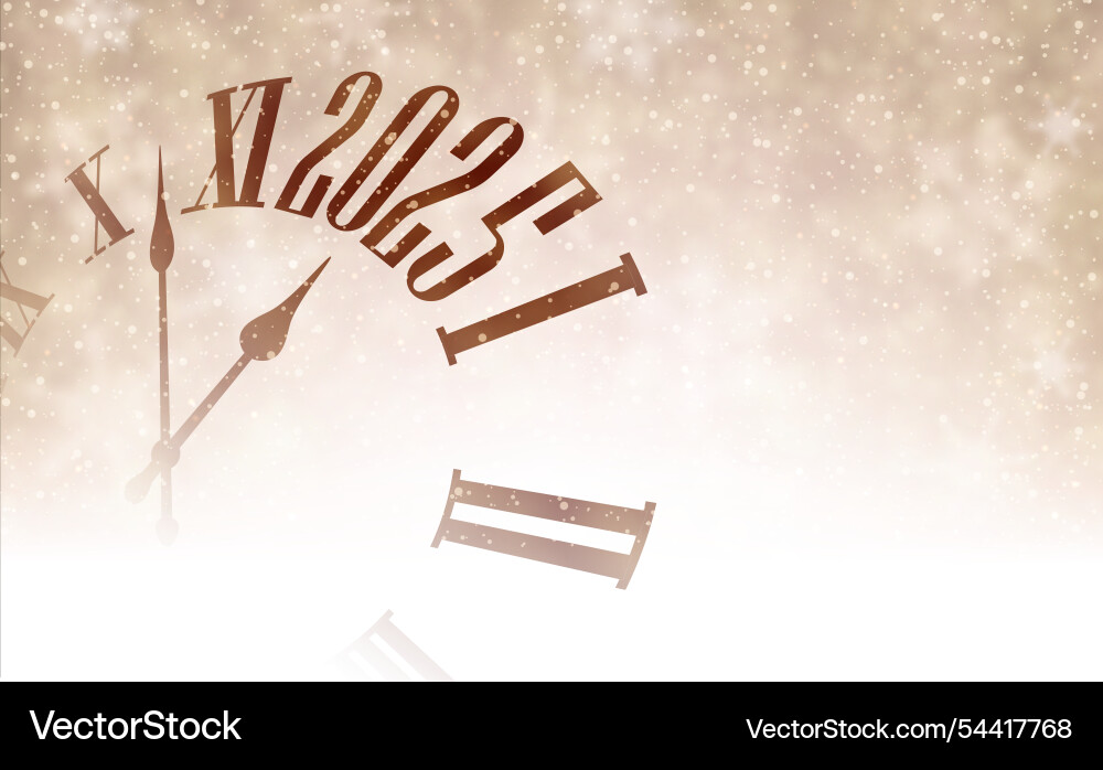 Elegant clock countdown to 2025 with soft sparkles Elegant clock countdown to 2025 with soft sparkles vector image