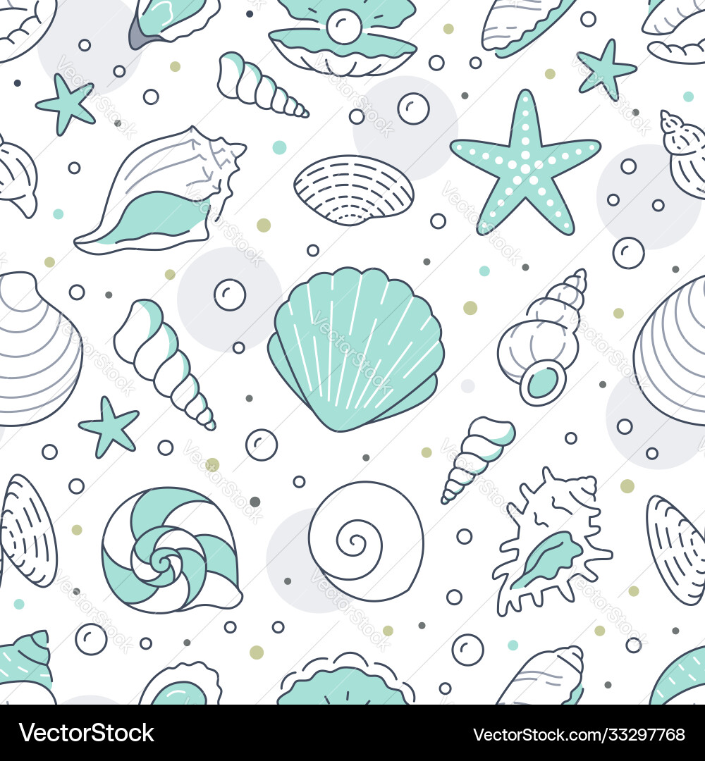 Seashell Seamless Pattern vector image