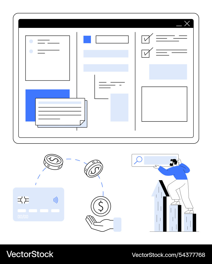 Web interface with user interaction icons Web interface with user interaction icons vector image