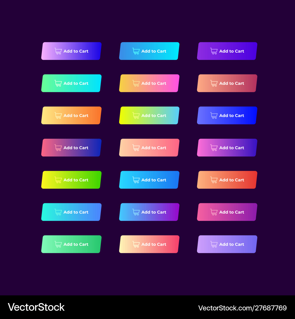 Colorful Gradient Buttons - Set vector image