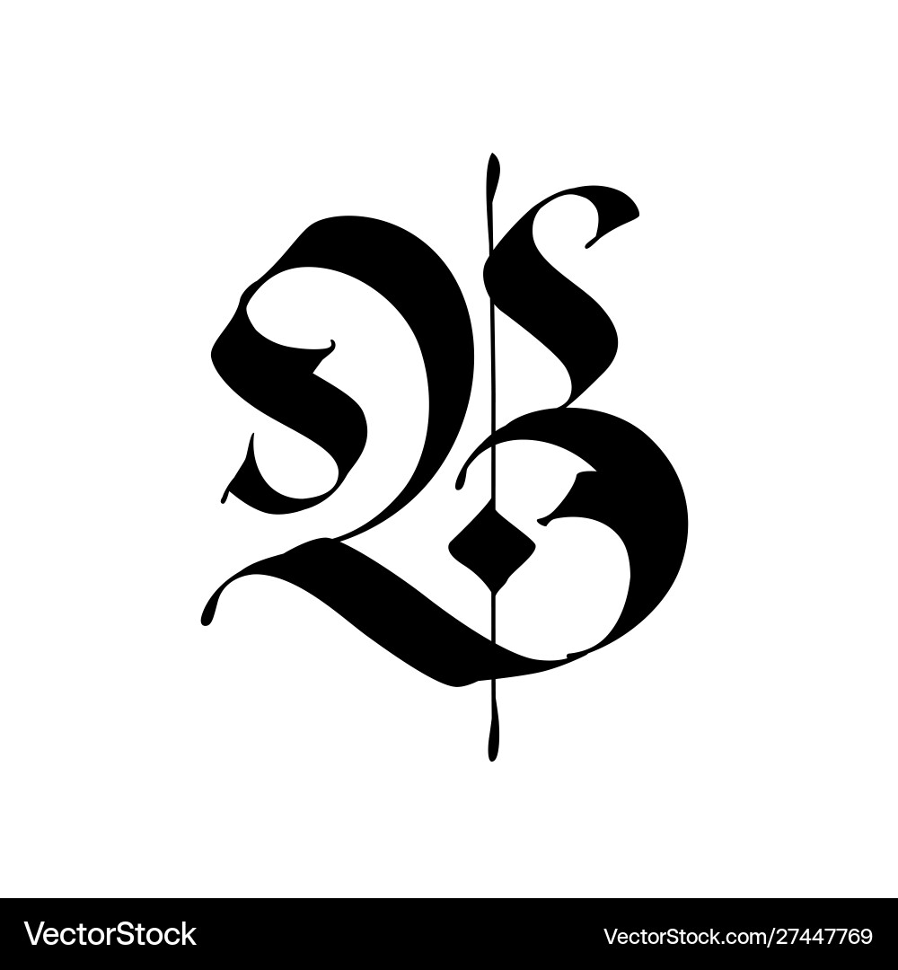 Gothic Letter B Monogram Vector Image