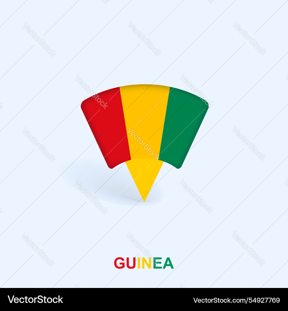 Guinea flag map pointer design with shadow Guinea flag map pointer design with shadow vector image