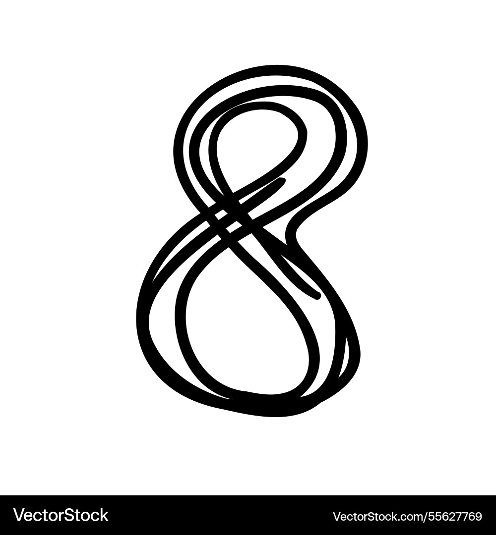 Handwritten digit number eight 8 font in hand Handwritten digit number eight 8 font in hand vector image