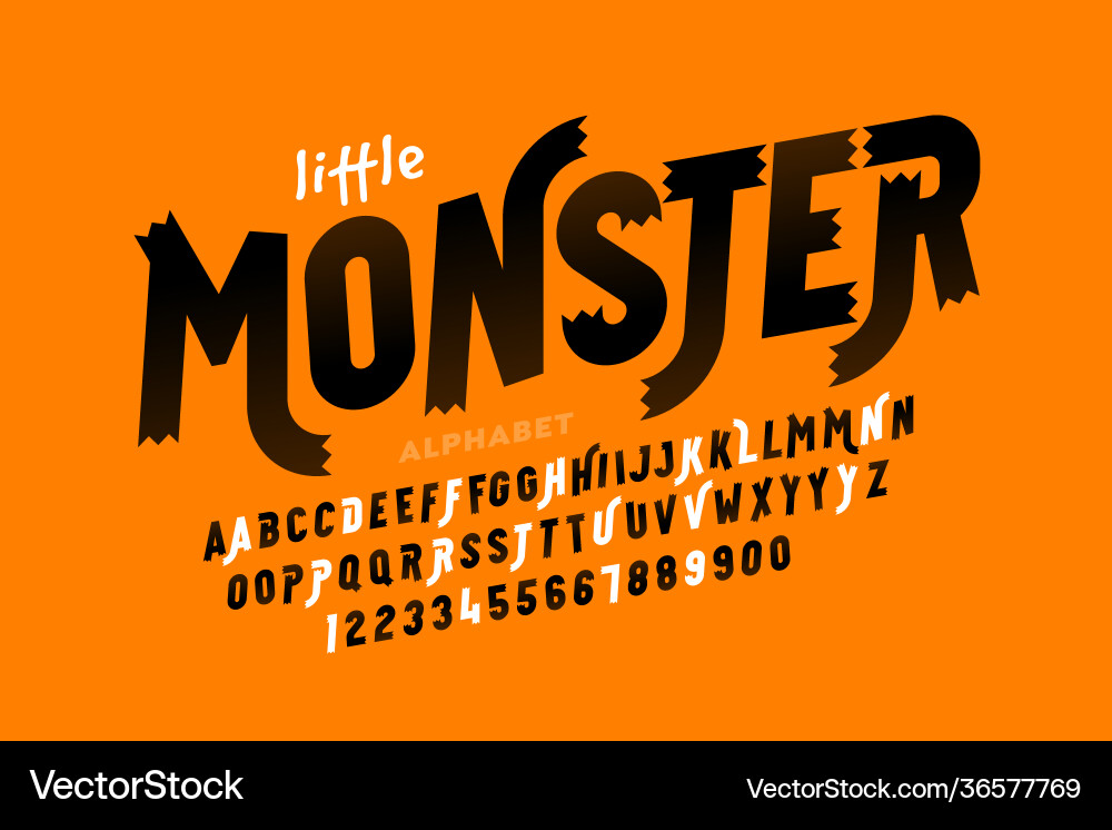 Kids cartoon playful style little monster font Kids cartoon playful style little monster font vector image