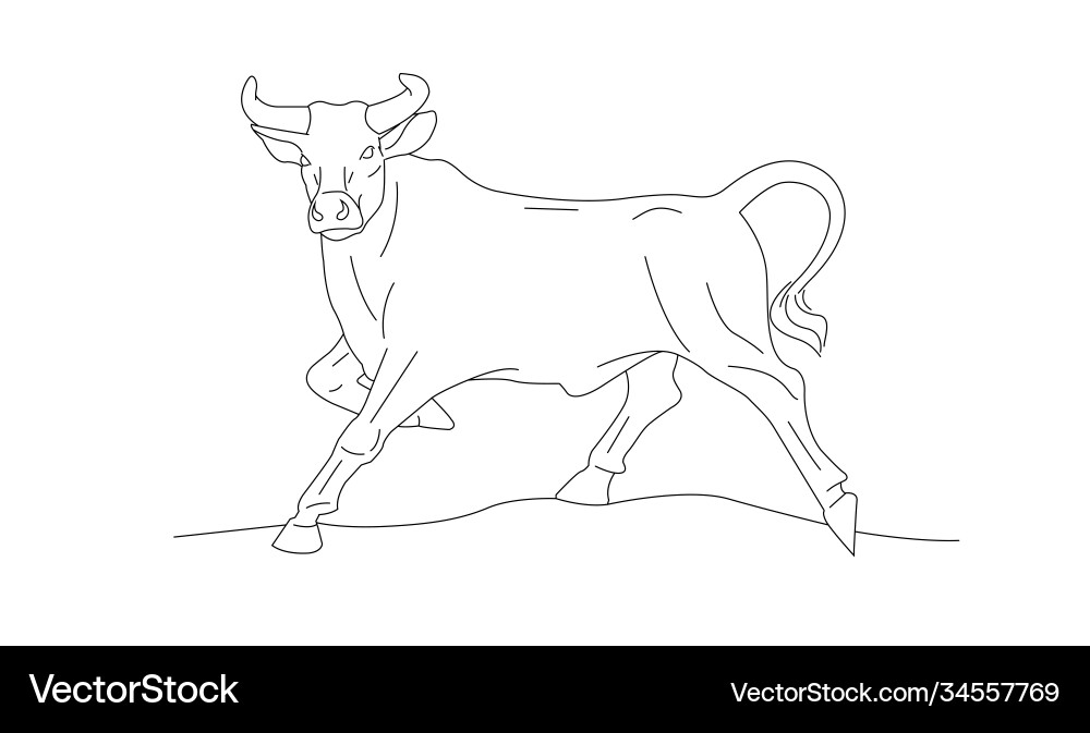 Linear ox in beautiful pose line vector image