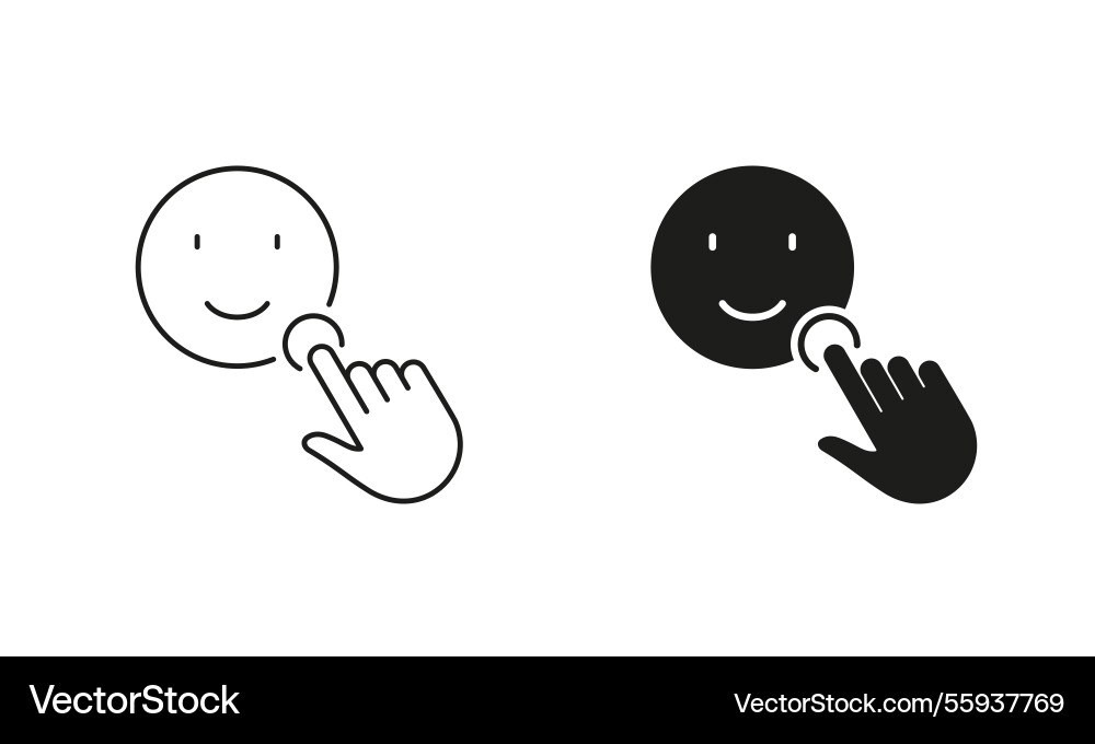 Pointer click on a happy face emoticon pictogram Pointer click on a happy face emoticon pictogram vector image
