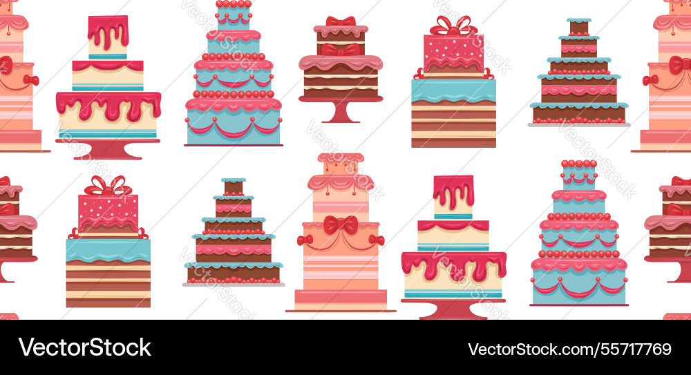 Seamless pattern with cakes on horizontal Seamless pattern with cakes on horizontal vector image