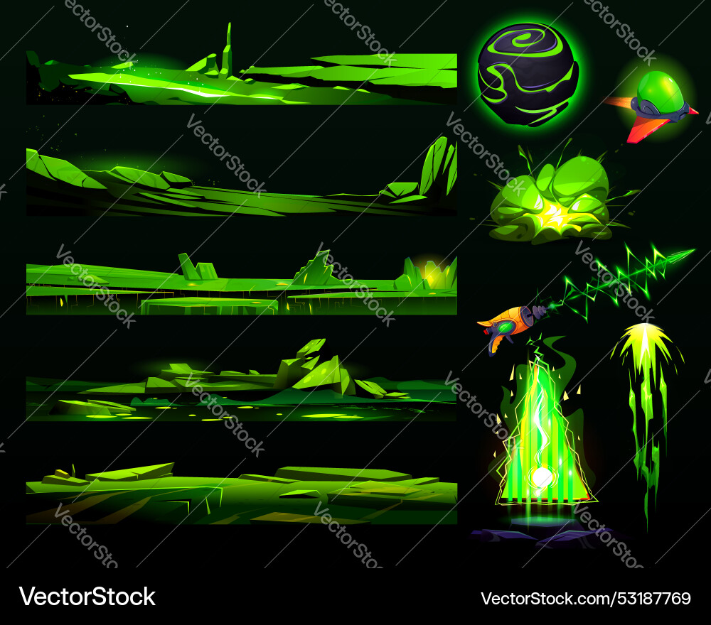 Space game landscape patterns set Space game landscape patterns set vector image