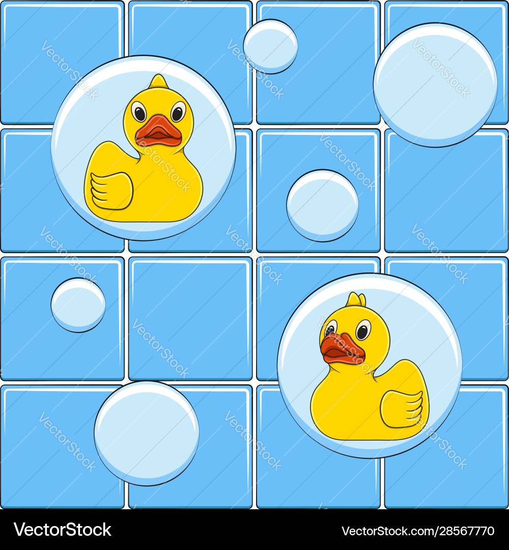 Cheerful Duck Bubbles Pattern vector image