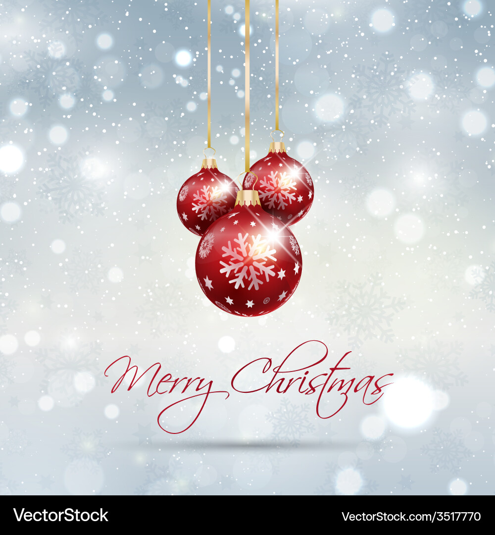 Christmas Baubles with Snowflakes Vector Image