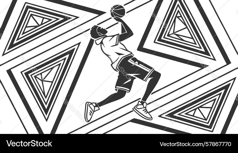 Dynamic basketball player geometric pattern Vector Image