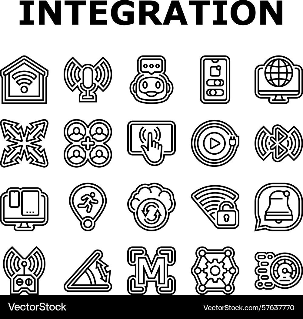 Integration compatibility product icons set Vector Image