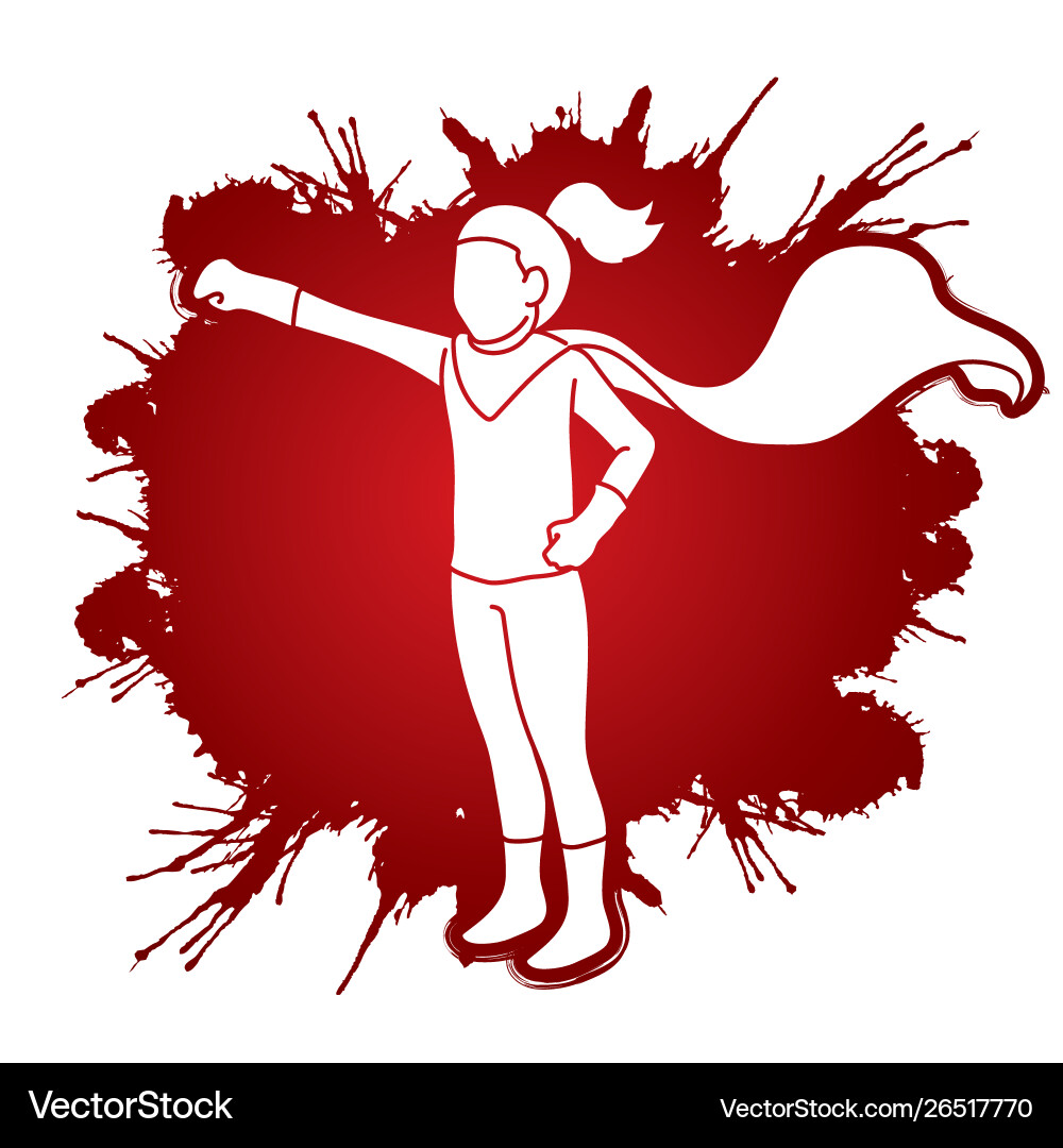 Kleines Mädchen super Held Action Cartoon Grafik vect Kleines Mädchen super Held Action Cartoon Grafik vect vektorbild