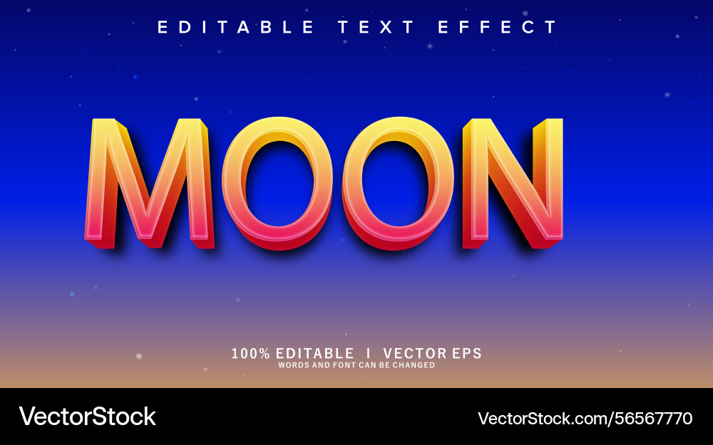Moon text effect with modern style design Moon text effect with modern style design vector image