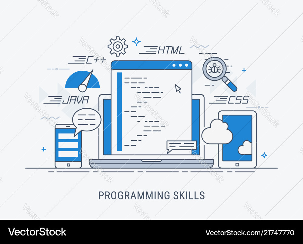 Programming Skills - Line Art vector image