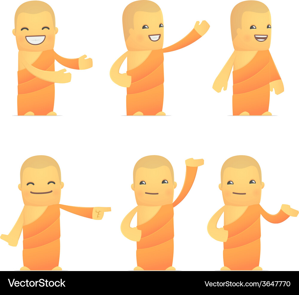 Set of monk character in different poses Vector Image