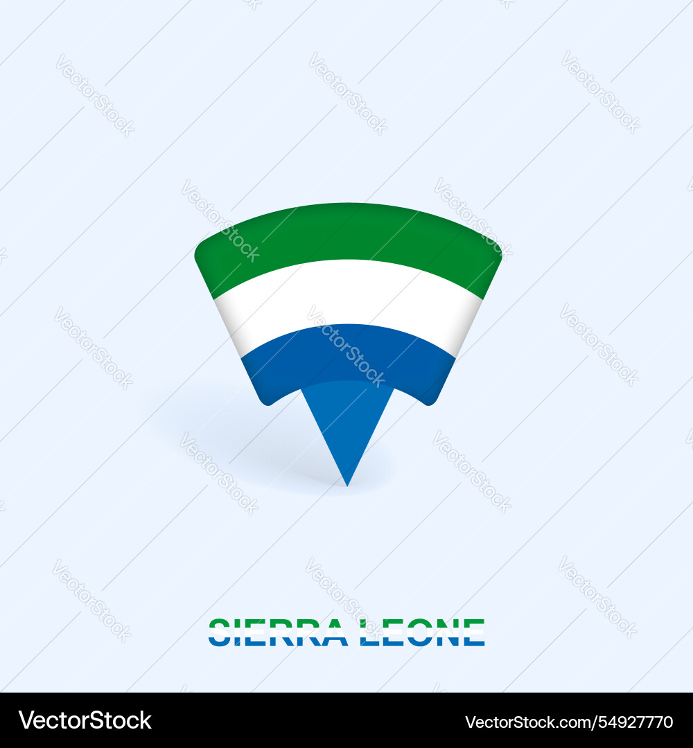 Sierra leone flag map pointer design with shadow Sierra leone flag map pointer design with shadow vector image