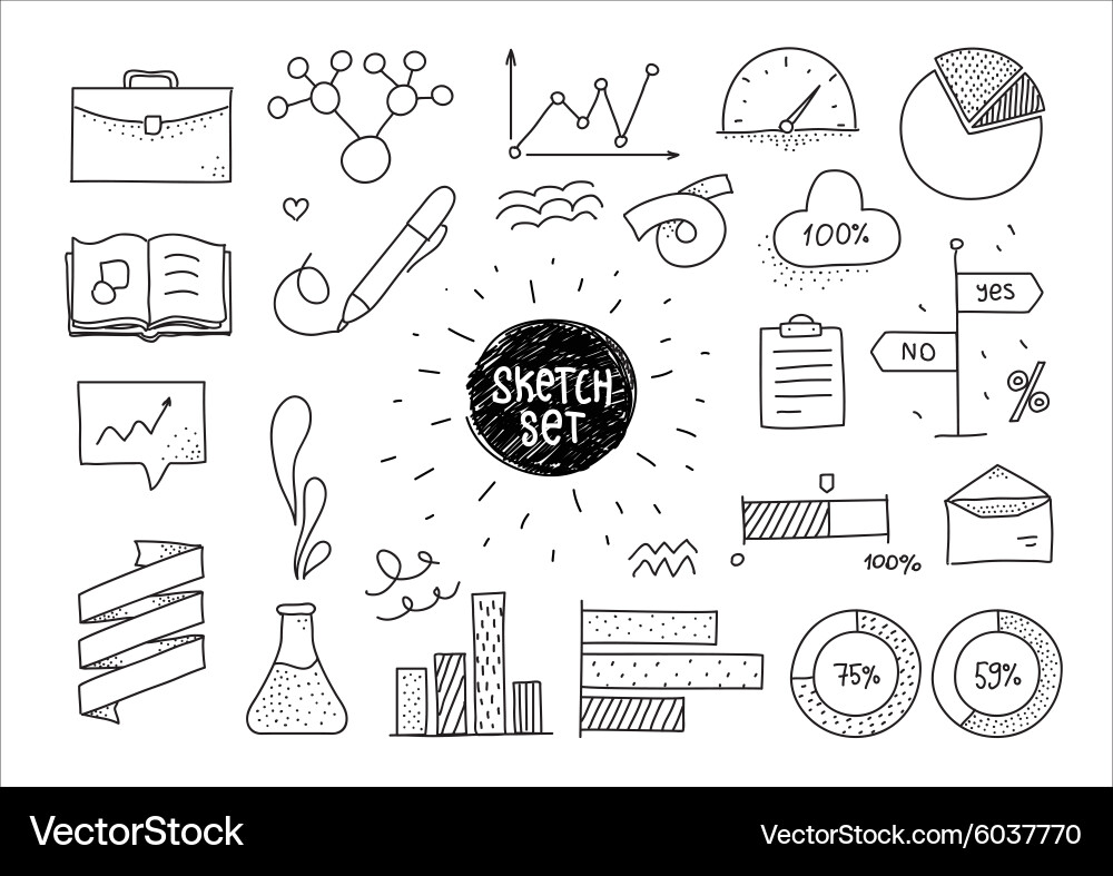Sketch set of infographic hand drawn elements Vector Image