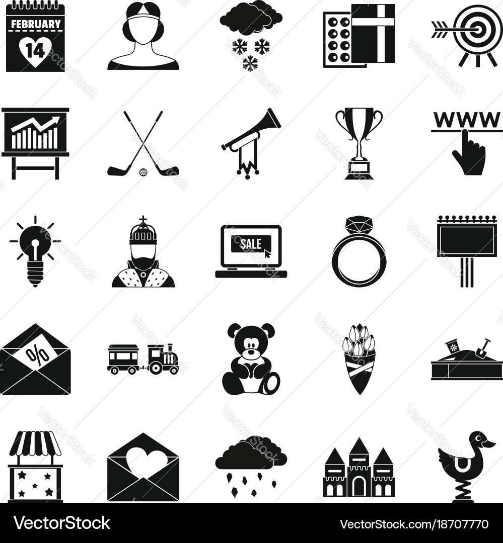 Standard icons set simple style Vector Image