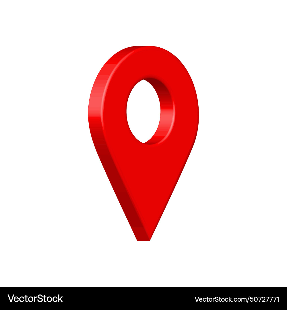 3d red map pointer location icon on white Vector Image