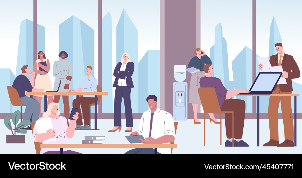 Business office in skyscraper managers Business office in skyscraper managers vector image