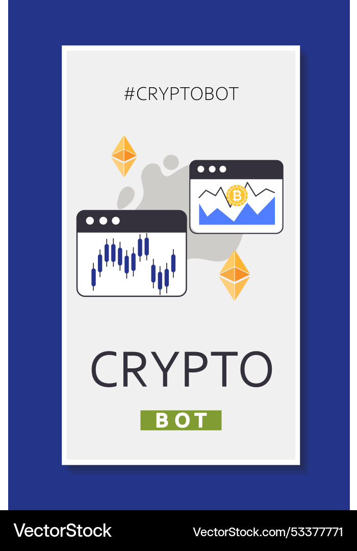 Crypto bot poster graphs and diagrams charts Vector Image