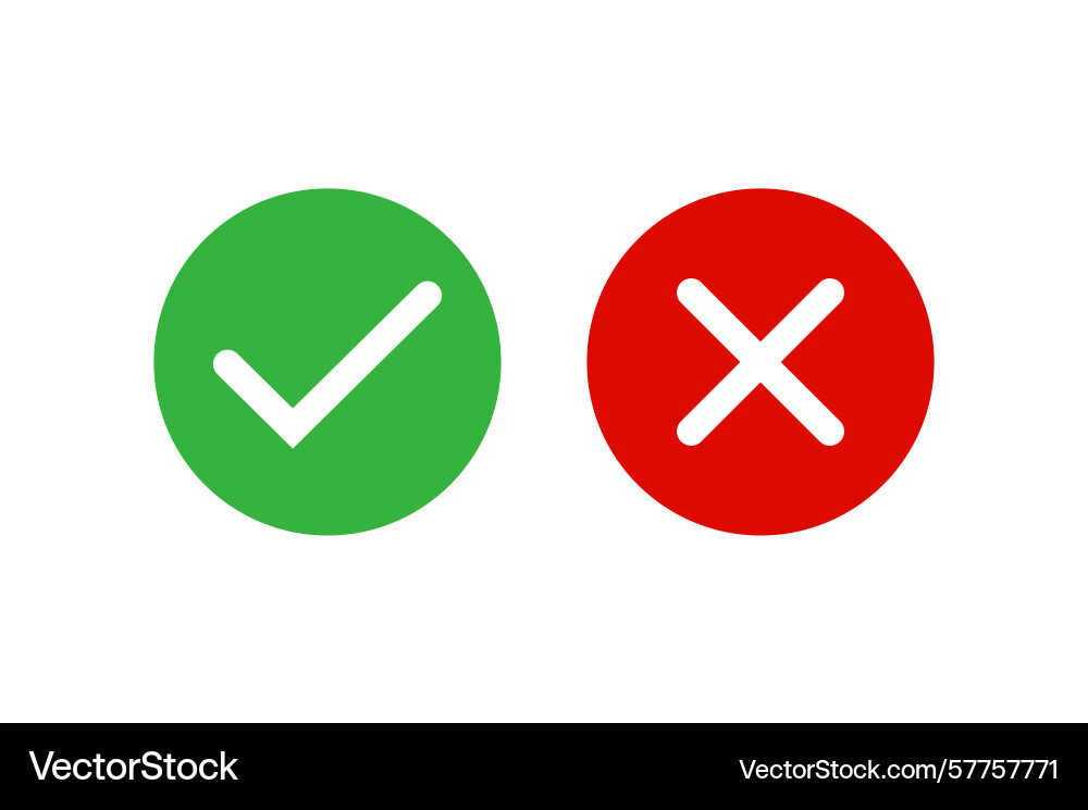 Green checkmark and red cross icons representing Vector Image