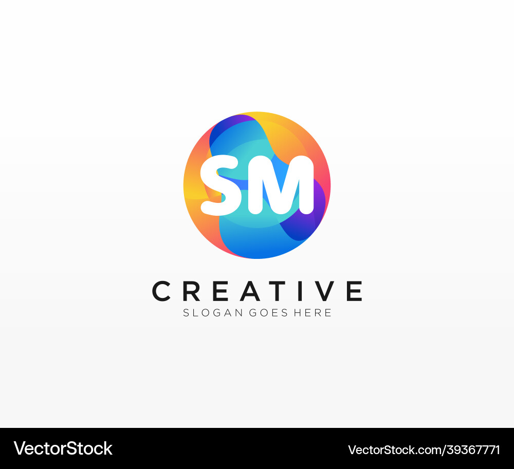 Sm initial logo with colorful circle template Sm initial logo with colorful circle template vector image