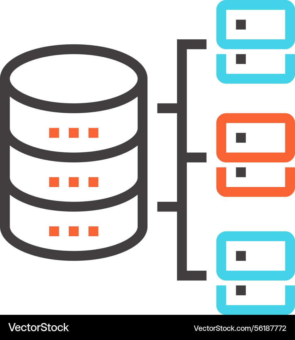 Database architecture flat line web icon concept Database architecture flat line web icon concept vector image