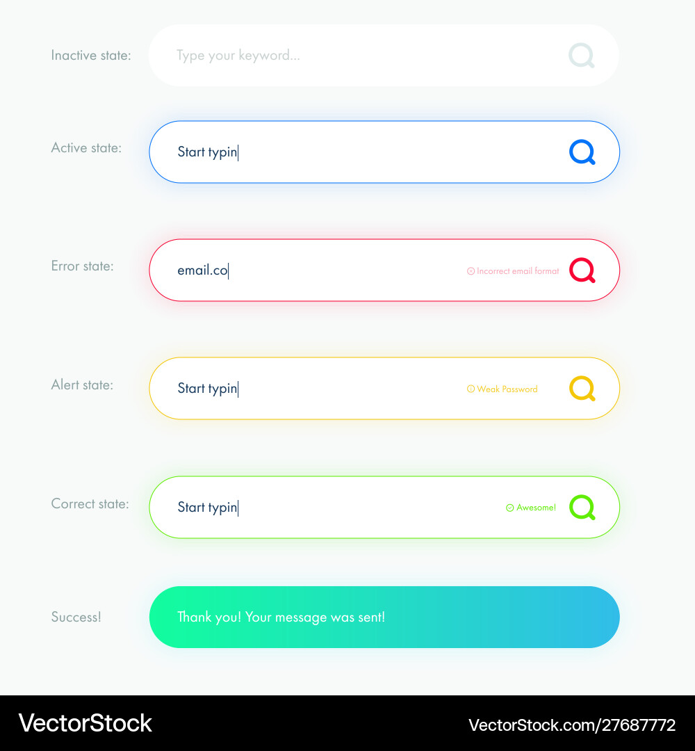 Modern Input States UI Kit Vector Image