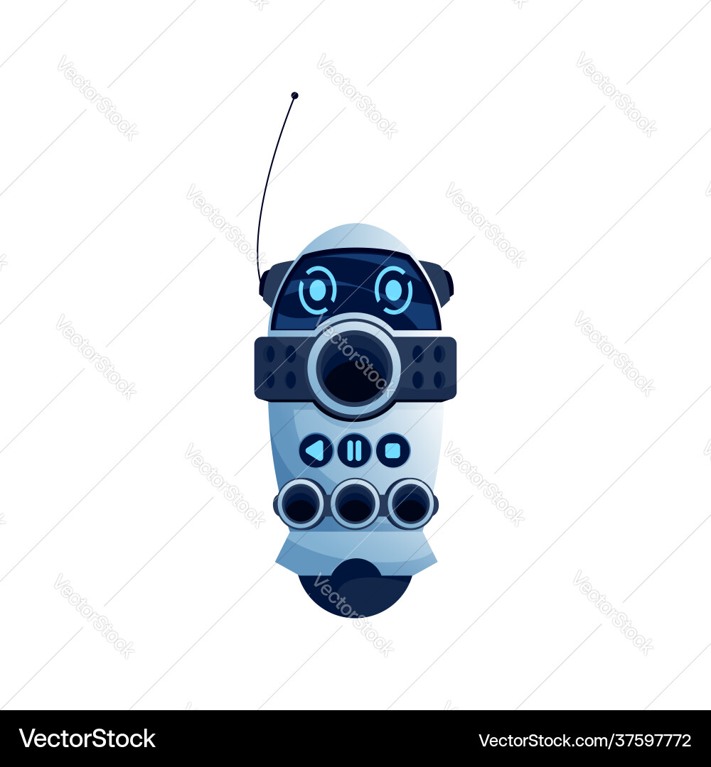 Robot control panel with stop play record button vector image