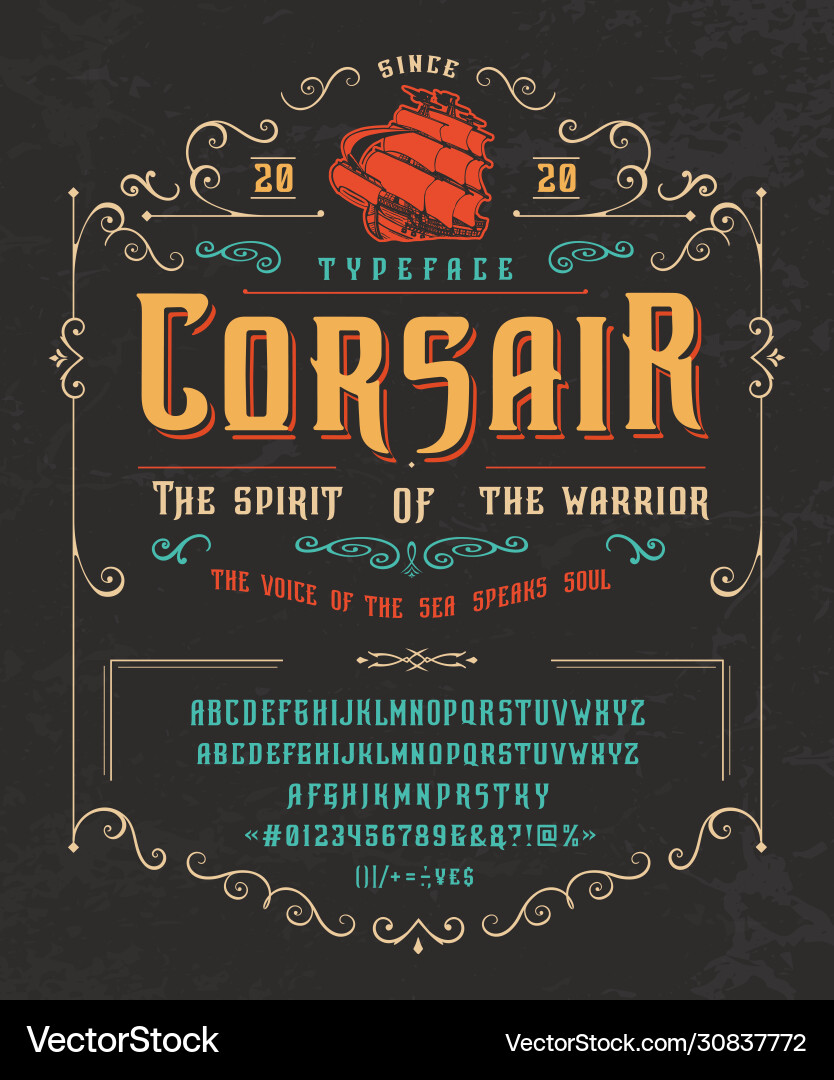 Vintage Corsair Typeface - Retro Badge Vector Image