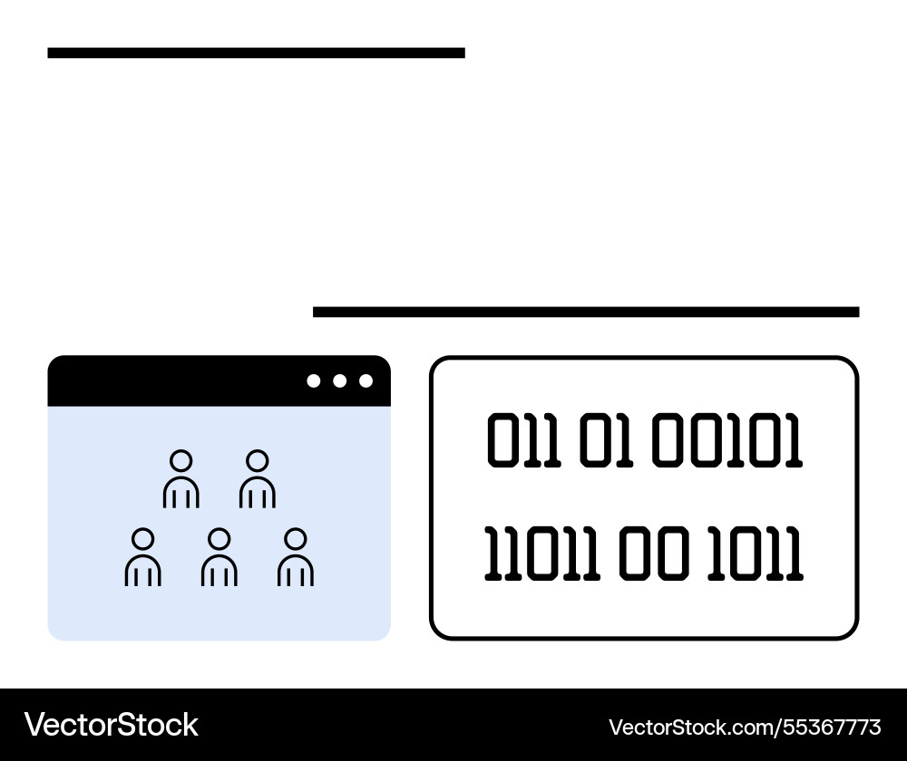 Binary code and virtual team concept with user Binary code and virtual team concept with user vector image