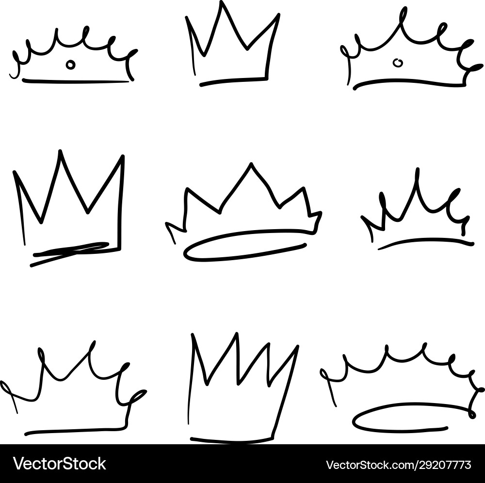 Doodle hand drawn crown queen royal princess logo Doodle hand drawn crown queen royal princess logo vector image