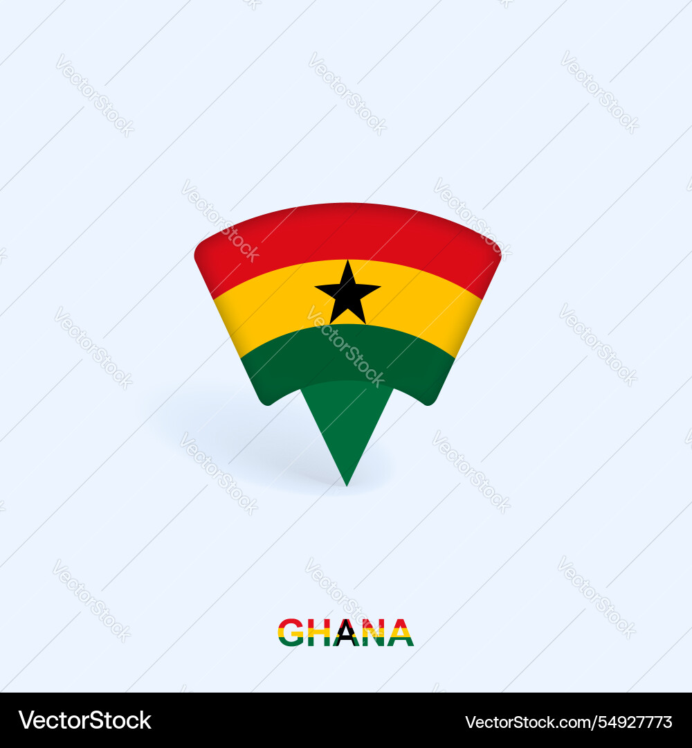 Ghana flag map pointer design with shadow Ghana flag map pointer design with shadow vector image