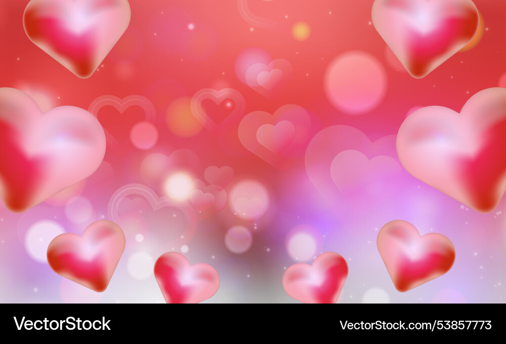 Heart shape with bokeh abstract poster background vector image