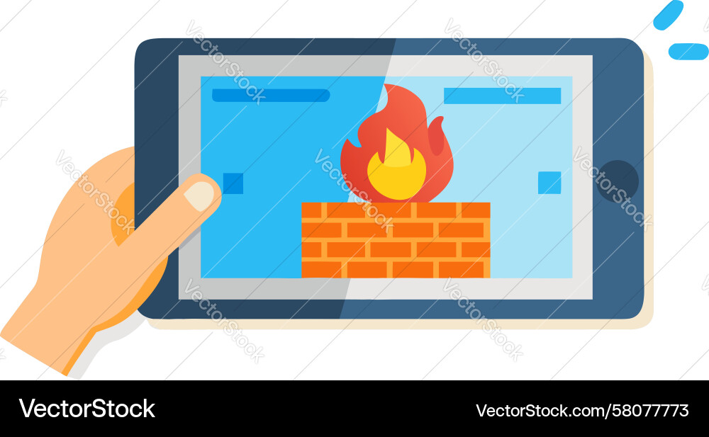 Secure Tablet Interaction Vector Image