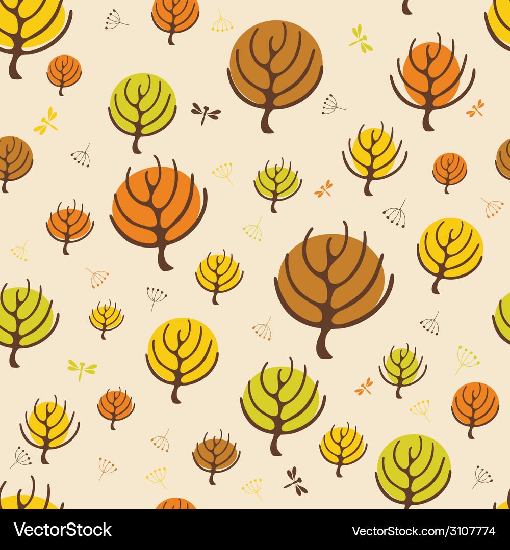 Autumn trees pattern for design wrapping paper Vector Image
