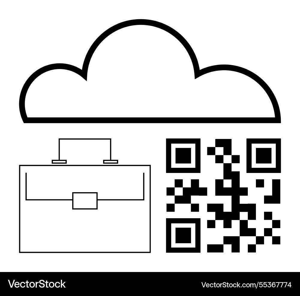 Cloud computing concept with briefcase icon and qr Cloud computing concept with briefcase icon and qr vector image