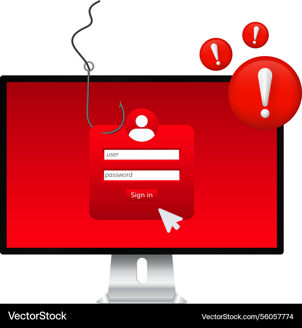 Computer screen displaying phishing attack vector image