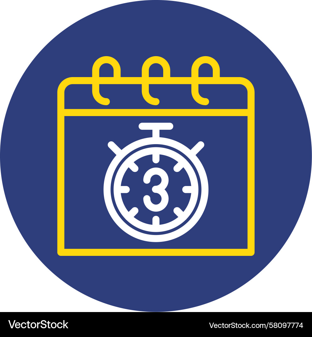 Dual Line Countdown Circle Timer Icon Vector Image