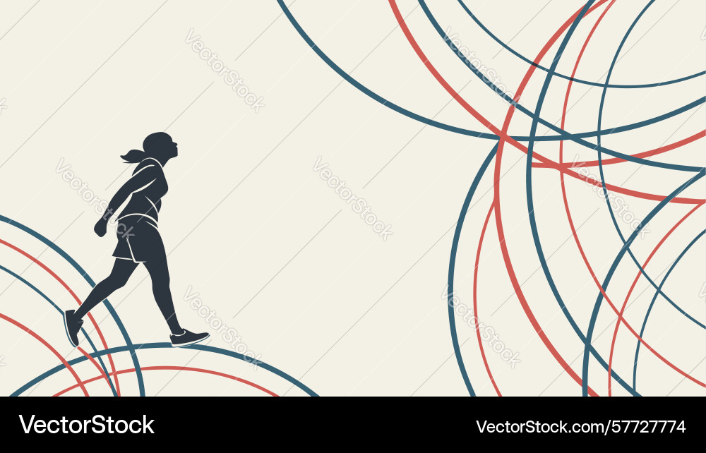 Dynamic running figure with abstract lines sports vector image