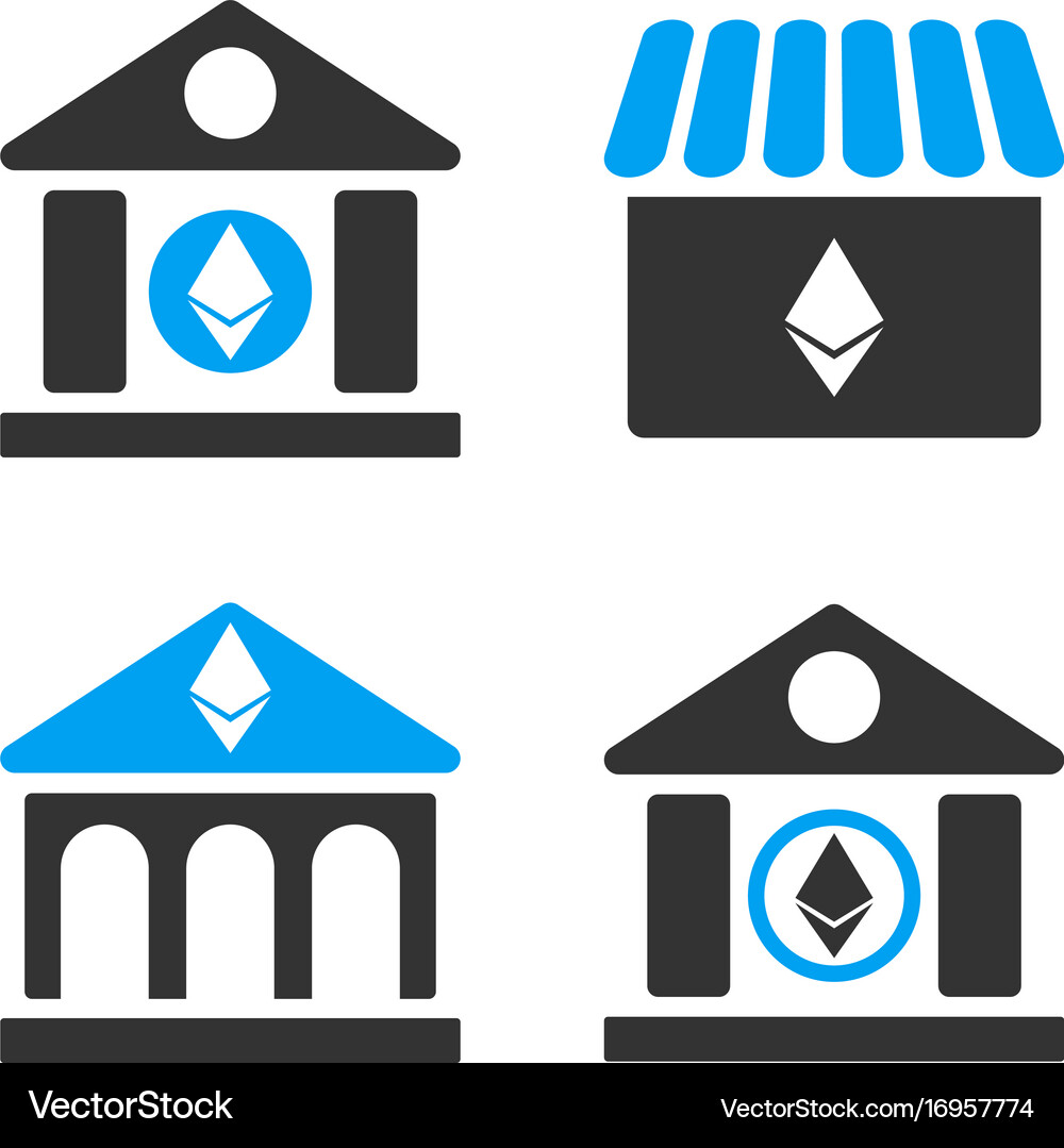Ethereum bank icon set – Royalty-Free Vector | VectorStock
